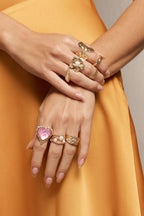 Ocano Alloy Irregular Heart Pearl Ring – Gold Cocktail Ring