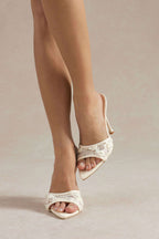 Ocano Lace Trim 3D Embroidery Heels – Cream Embroidered Heels