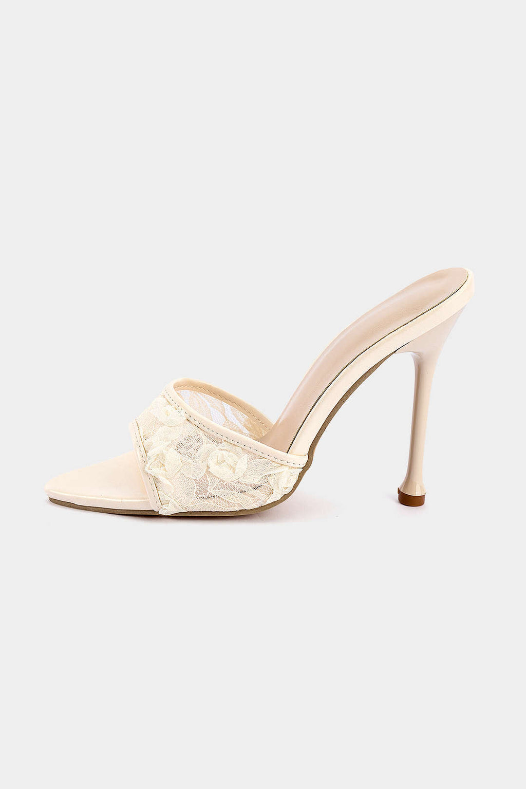 Ocano Lace Trim 3D Embroidery Heels – Cream Embroidered Heels