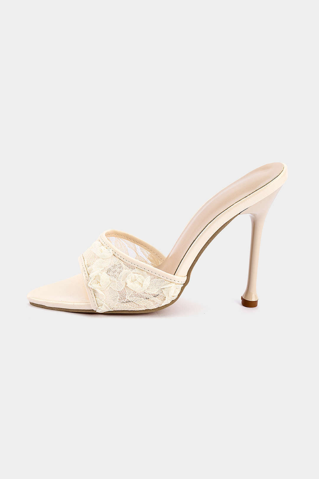 Ocano Lace Trim 3D Embroidery Heels – Cream Embroidered Heels
