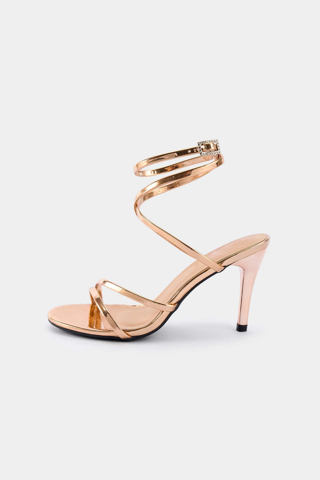 Ocano Strappy Pointed Slim Heels – Gold Stiletto Heels