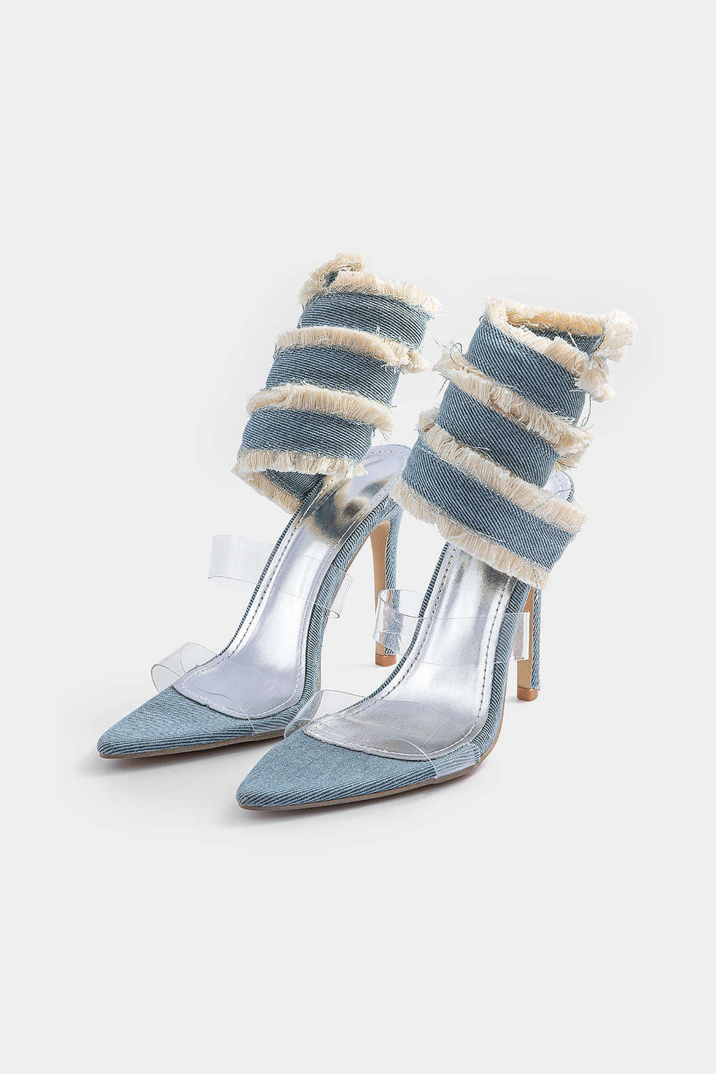 Ocano Denim Lace-Up Heel Sandals – Light Blue High Heels