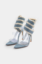 Ocano Denim Lace-Up Heel Sandals – Light Blue High Heels