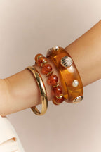 Ocano Alloy Shell Beaded Bracelet – Orange Beaded Bracelet