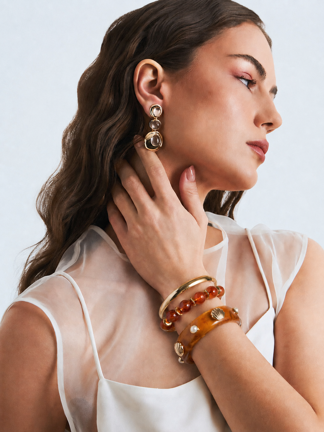 Ocano Alloy Shell Beaded Bracelet – Orange Beaded Bracelet