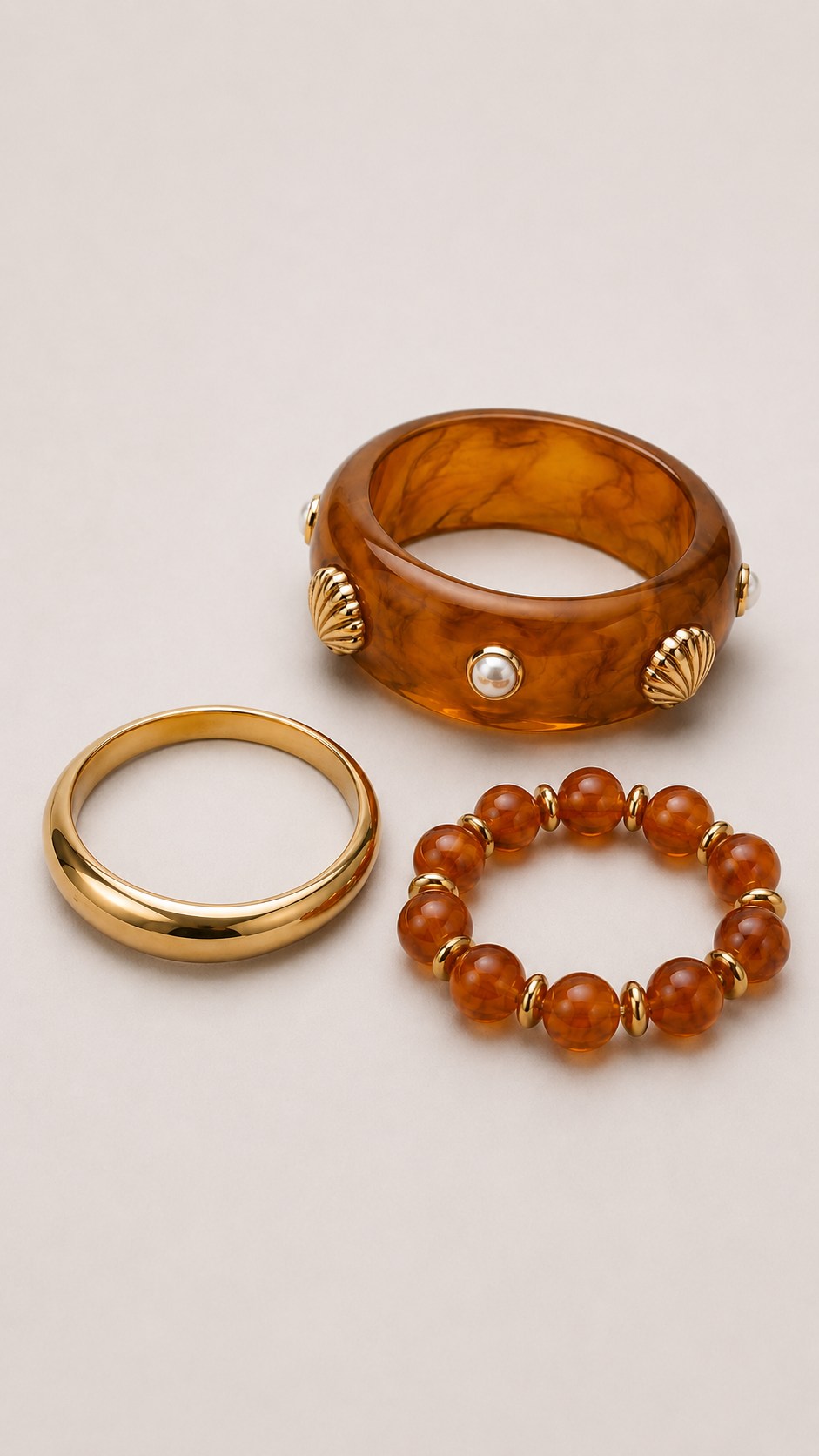 Ocano Alloy Shell Beaded Bracelet – Orange Beaded Bracelet