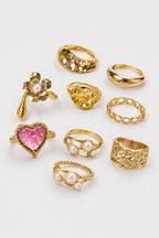 Ocano Alloy Irregular Heart Pearl Ring – Gold Cocktail Ring